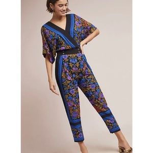 Anthropologie Ett:Twa Floral Scarf-Printed Jumpsuit